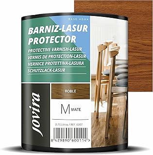 JOVIRA PINTURAS Vernis Lasur Matt Protector à l’eau. Protège, décore et embellit tous les types de bois. (750 Millilitres, Chêne)