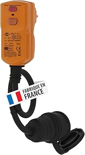 Brennenstuhl Rallonge électrique avec fiche différentielle 10mA et prise de courant (0,5m de câble noir, utilisation en extérieur, fabriquée en France)