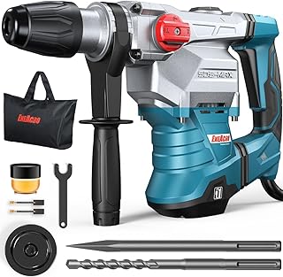 ENEACRO Marteau Perforateur SDS-Max Professionnel 12J, 1500W, 3-en-1 avec embrayage de sécurité et Anti-vibration - Capacité de perçage 40mm dans le béton - Inclus Burin, Foret et sac de Transport