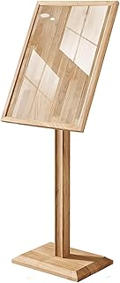 Porte Menu Restaurant Exterieur Porte Affiche sur Pied en Bois Massif avec Couvercle en Verre Trempé Support D