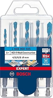Bosch 5x Coffret de forets EXPERT HEX-9 Multi Construction (pour Béton, Carreaux tendres, mm, Professional Accessoire Perceuse/Visseuse à percussion, Perceuses/visseuses rotatives)