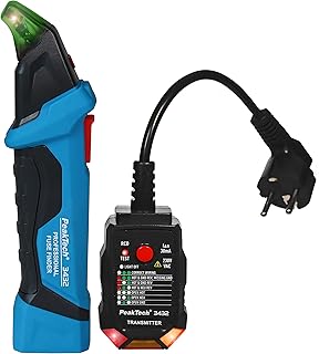 PeakTech 3432 Détecteur de fusibles/circuit électrique avec testeur de prise 230 V Schuko recherche sans contact NCV Testeur de tension pour installation électrique 1 pièce P 3432 Bleu