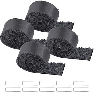 VEVOR Rouleau de Paillis en Caoutchouc, 3x0,11 m, Tapis de Paillis Aménagement Paysager Lot de 4 Aspect Naturel Anti Mauvaises Herbes Facile à Couper, pour Allée Jardin, Plantes, Légumes, Fleurs, Noir