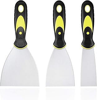 3 Pièces Jeu de Spatules en Acier Inoxydable, Couteau à Enduire avec Spatule à Manche en Plastique, Rayures de Couteau à Palette, Spatule Bricolage pour DIY Décoration Enlèvement de Peinture