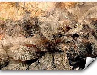 murando - Papier peint panoramique nature 350x256 cm - Revêtement mural décoration pour chambre salon - Design unique et moderne - Marron beige jaune - Feuilles de plantes naturelles b-C-1002-a-a
