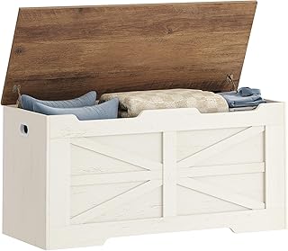 Hzuaneri Banc de Rangement, Coffre pour Couvertures, à Chaussures, 100 cm Coffre de Rangement avec 2 Charnières Stables, Banc À Chaussures pour L